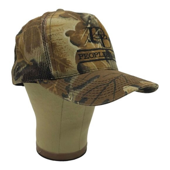Peoples Bank Embroidered Camo Mesh Snapback Cap Trucker Hunter Baseball Hat - Picture 2 of 13